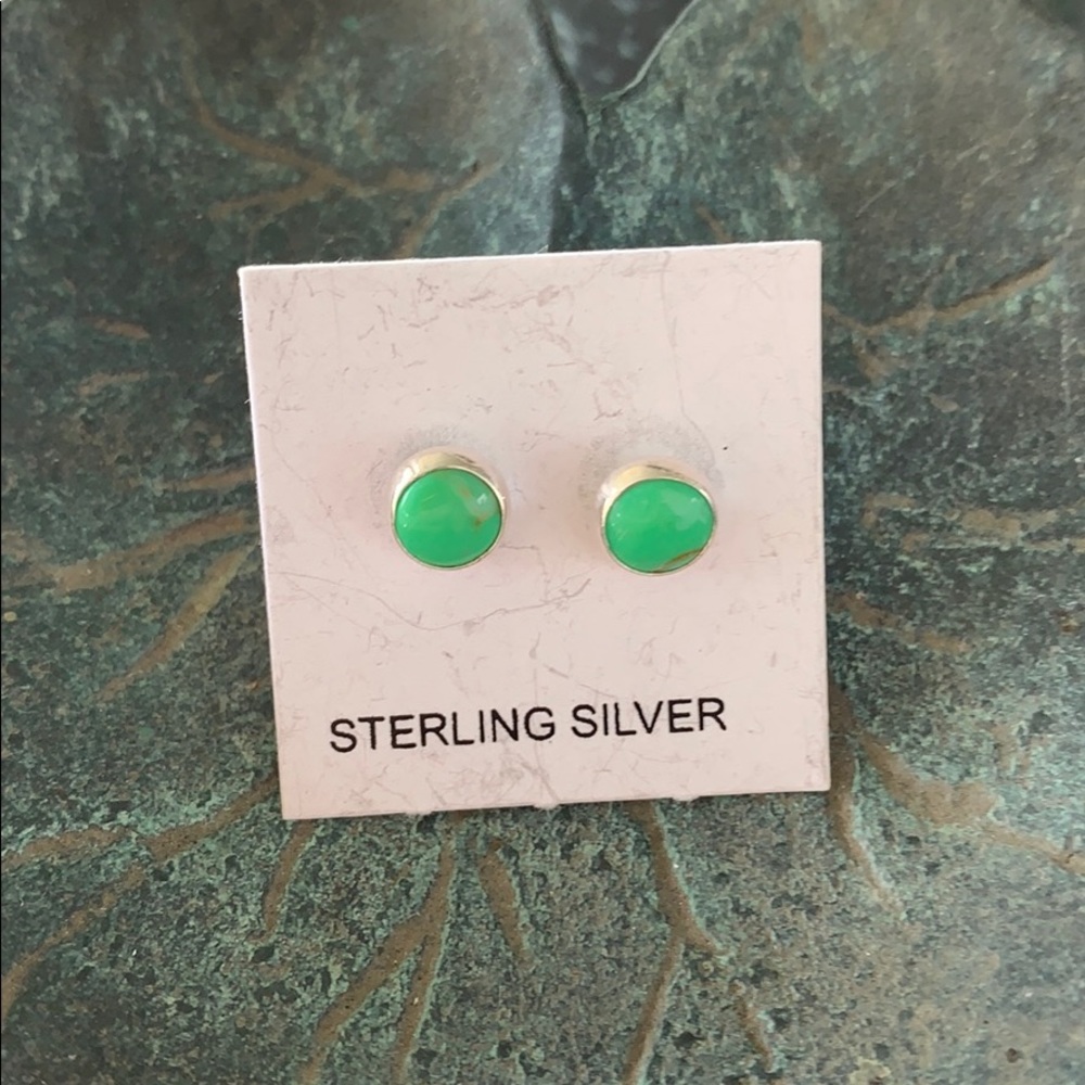 Light Green Turquoise Sterling Silver Earrings